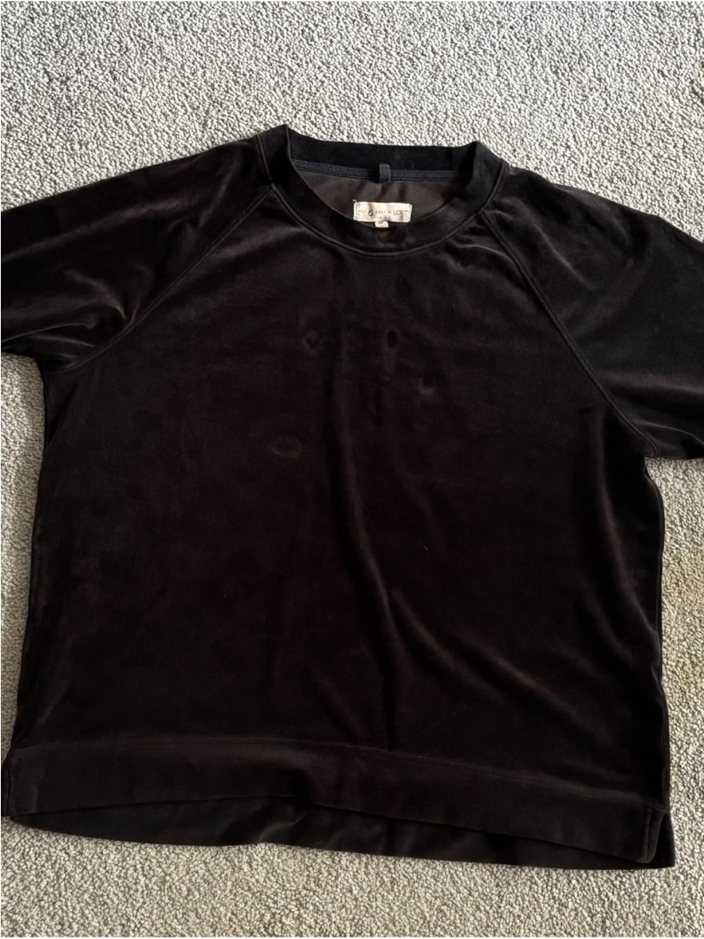 Ann Taylor Black Velvet Crewneck Sweatshirt Pullover & Matching Sweatpants